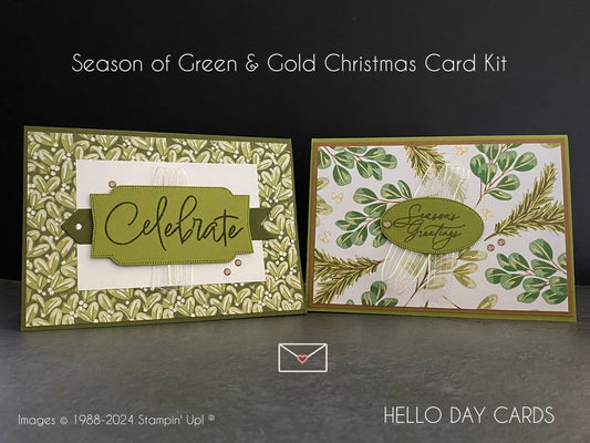 Hello Day Cards Season of Green & Gold Christmas Card Kit