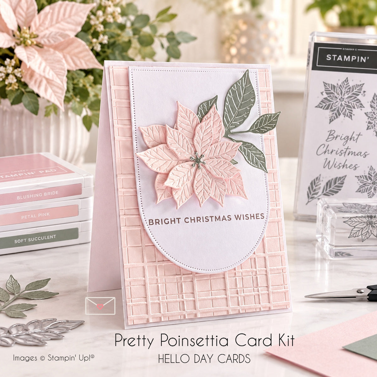 Hello Day Cards Pretty Poinsettia Card Kit PDF ONLY!